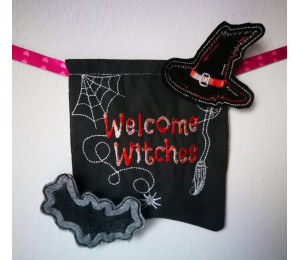 Stickdatei ITH - Wimpel "Welcome Witches" Halloween